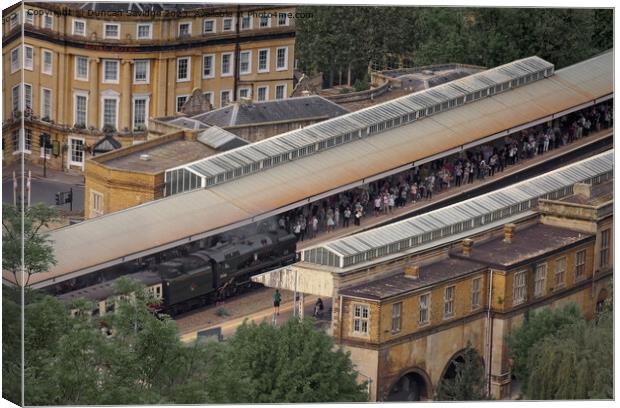 Steam Train arrives at Bath Spa Canvas Print by Duncan Savidge