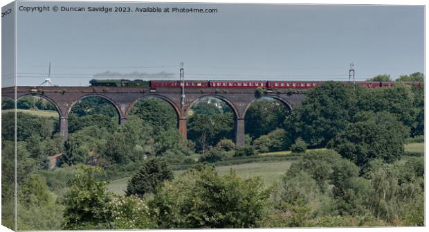 60103 Flying Scotsman in the landscape crossing Huckford Viaduct Canvas Print by Duncan Savidge