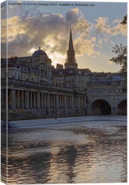 Portrait sunset at the River Avon Bath Canvas Print by Duncan Savidge