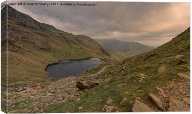 Low Water at Coniston  Old man Canvas Print by Duncan Savidge