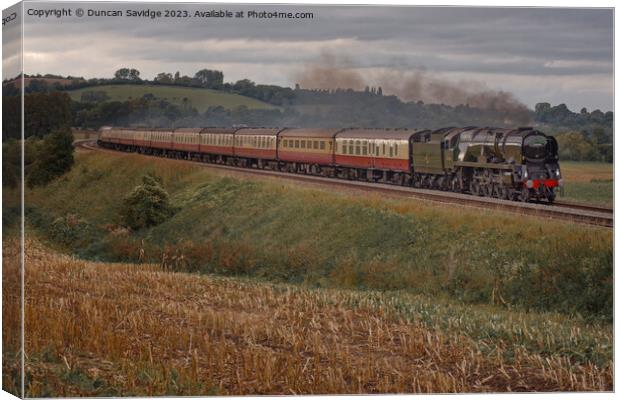 Braunton Steam train on the bank Canvas Print by Duncan Savidge