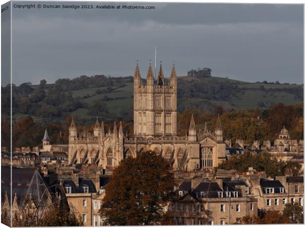 Bath Abbey in the Autumn Landscape  Canvas Print by Duncan Savidge