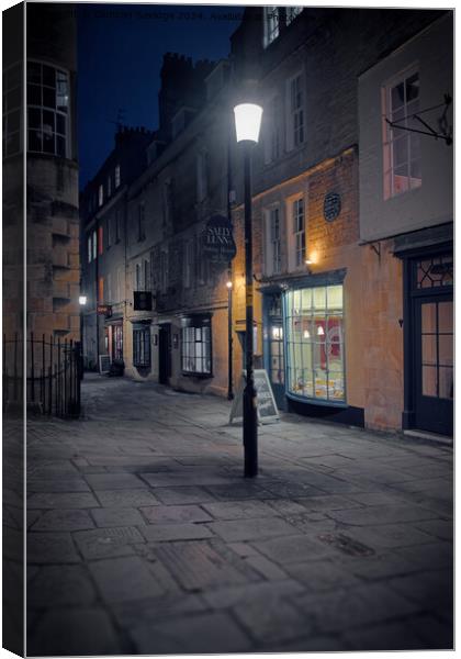 North Parade Passage in Bath at night Canvas Print by Duncan Savidge