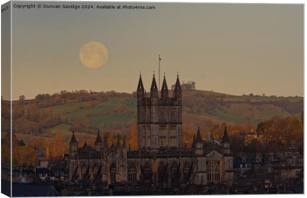 Wolf Moon over the City of Bath Canvas Print by Duncan Savidge