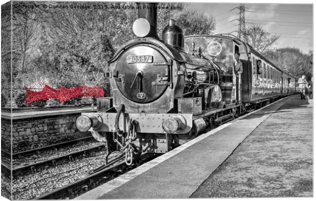 black and white steam train colour splash Canvas Print by Duncan Savidge