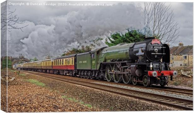 60163 steam train Tornado accelerates out of Bath  Canvas Print by Duncan Savidge