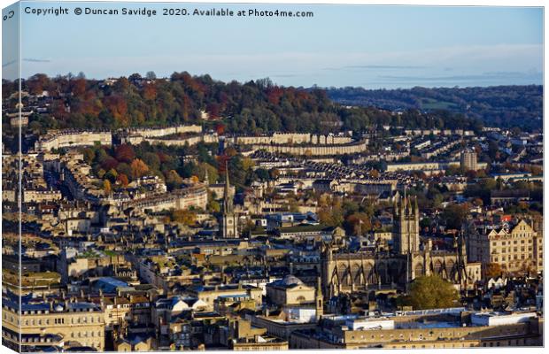 Bath city skyline with Bath Abbey and Autumn  Canvas Print by Duncan Savidge