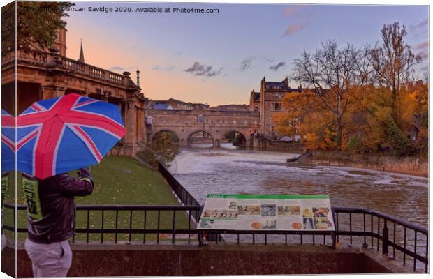 Pulteney Weir Bath Autumn sunset Canvas Print by Duncan Savidge