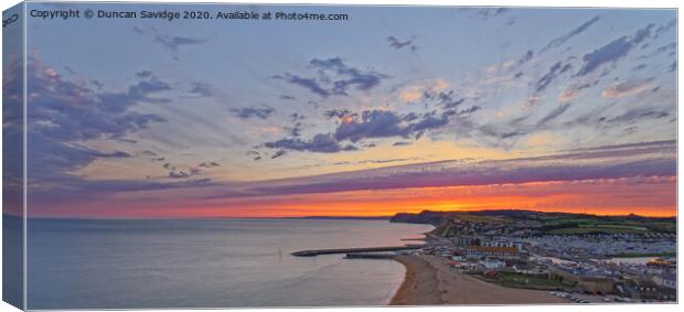 West Bay Sunset panoramic Canvas Print by Duncan Savidge