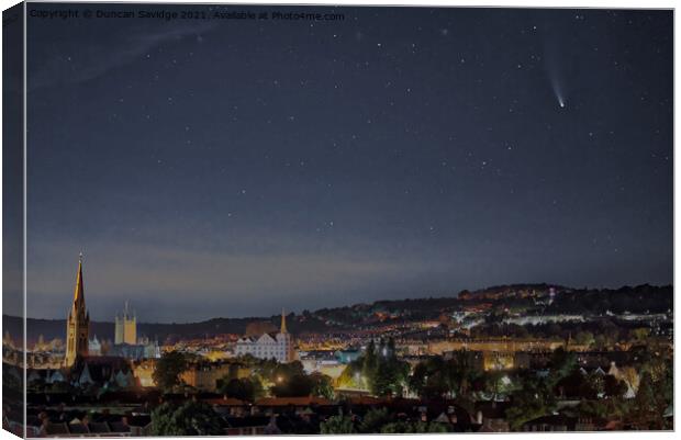 Comet Neowise over the city of Bath Canvas Print by Duncan Savidge
