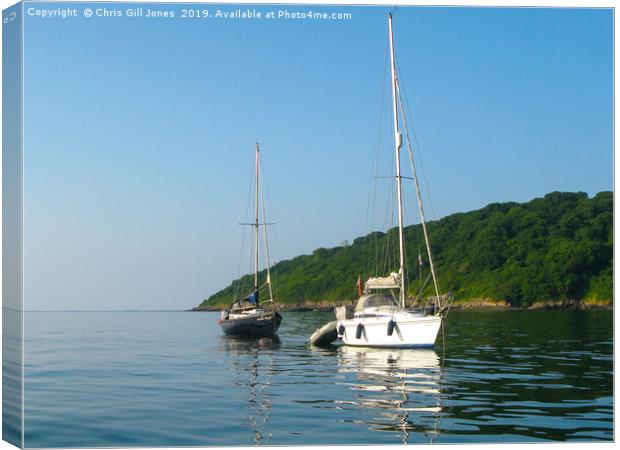 Boats at Anchor, Oxwich Point Canvas Print by Chris Gill Jones