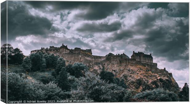 A moody scene at Edinburgh Castle Canvas Print by Adrian Rowley