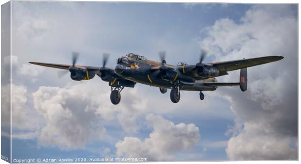 Lancaster at Biggin Hill in 2018 Canvas Print by Adrian Rowley