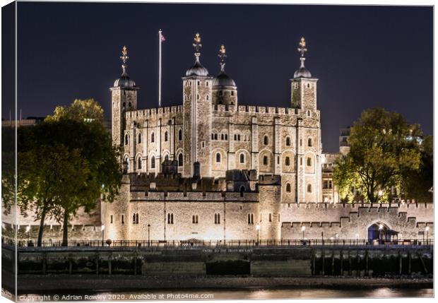 The Tower of London at Nightfall Canvas Print by Adrian Rowley