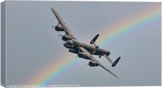 Lancaster Bomber with Rainbow Canvas Print by Adrian Rowley