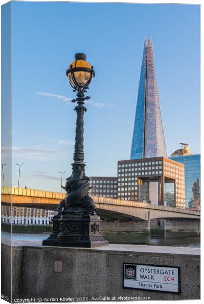 The Shard of London from the Thames Path Canvas Print by Adrian Rowley