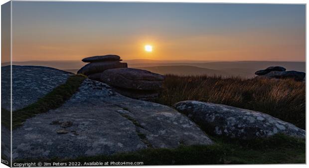 Sunset from Stowes Hill Bodmin Moor Cornwall Canvas Print by Jim Peters