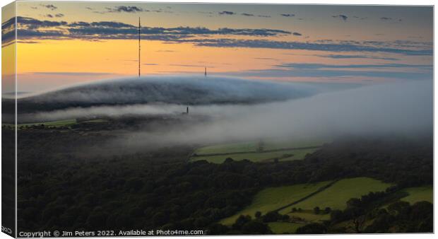 Mist on Bodmin Moor at Caradon Hill from Sharp Tor Canvas Print by Jim Peters