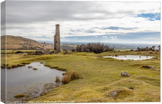 Caradon Copper mines Cornwall Canvas Print by Jim Peters