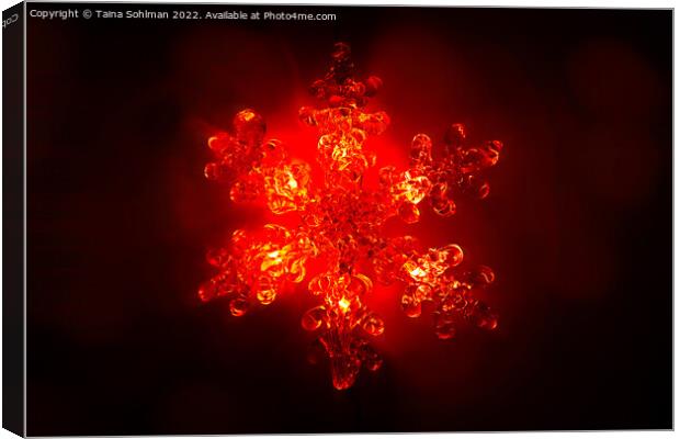 Red Illuminated Christmas Light in Shape of Snowfl Canvas Print by Taina Sohlman