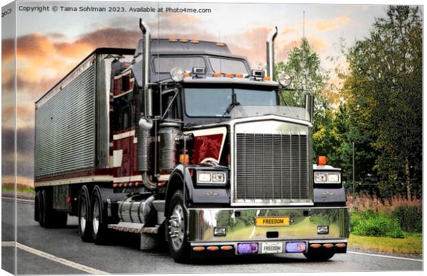Classic American Semi Trailer Truck Trucking  Canvas Print by Taina Sohlman