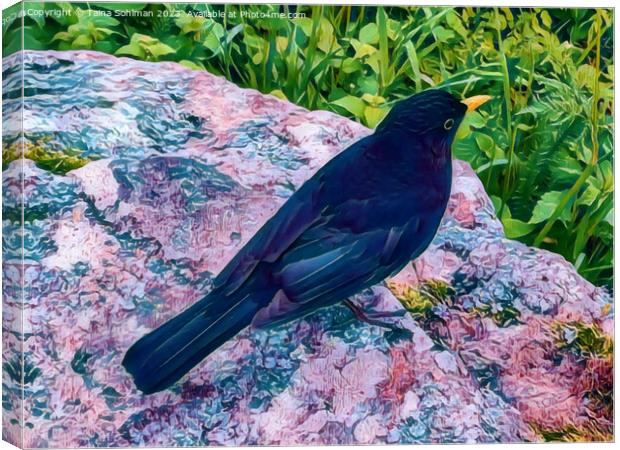 Beautiful Blackbird Digital Art Canvas Print by Taina Sohlman