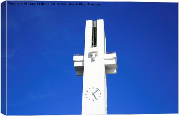 Lakeuden Risti Church Bell Tower and Blue Sky Canvas Print by Taina Sohlman