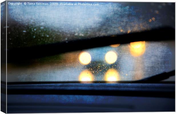 Driving in Rain Digital Art Canvas Print by Taina Sohlman