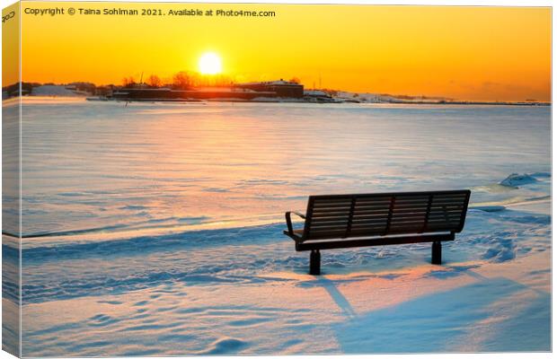 View To Winter Sunrise over Frozen Sea Canvas Print by Taina Sohlman