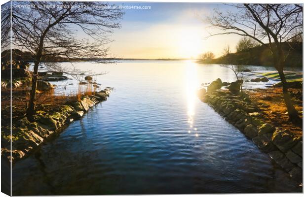Calm April Morning at the Channel Canvas Print by Taina Sohlman