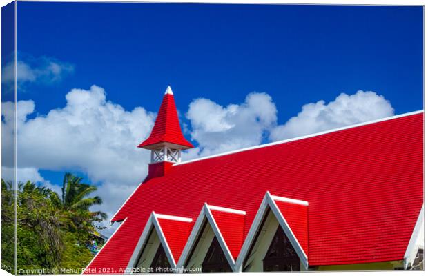 Red roof of church (Notre Dame Auxiliatrice), Cap Malheureux, Ma Canvas Print by Mehul Patel