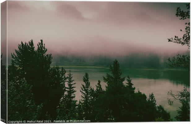 Misty morning in the Rocky Mountains - Alberta, Canada Canvas Print by Mehul Patel