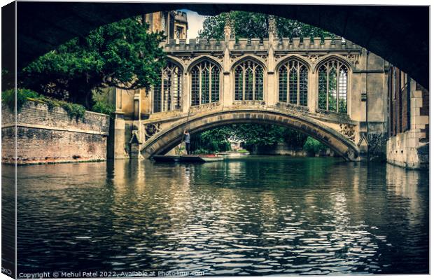 Punting on the River Cam by the Bridge of Sighs at St John's College Canvas Print by Mehul Patel