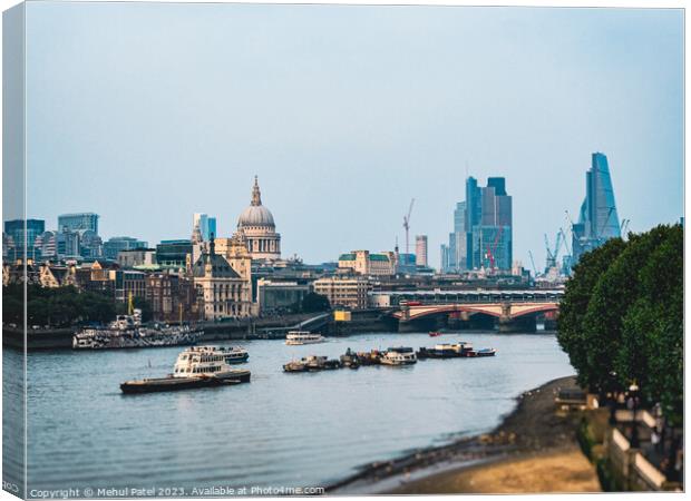 London City skyline from the river Thames Canvas Print by Mehul Patel