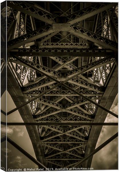Split toned image of underside of ponte Dom Luis I Canvas Print by Mehul Patel