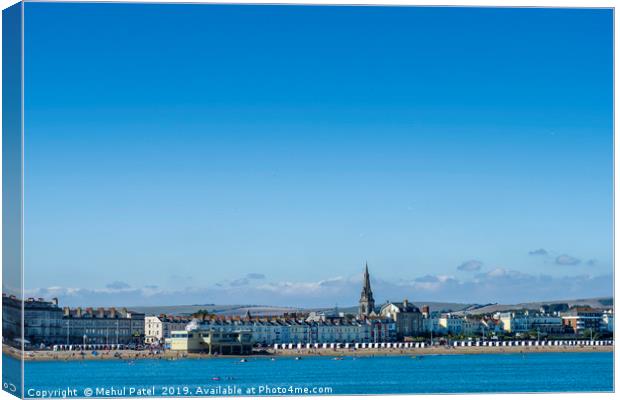 Weymouth beach and the Esplanade of Weymouth town, Canvas Print by Mehul Patel