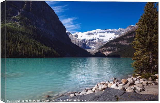 Turquoise coloured waters of Lake Louise, Banff Na Canvas Print by Mehul Patel