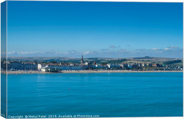 Weymouth Bay with Weymouth beach and the town  Canvas Print by Mehul Patel
