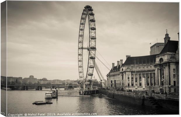 Toned image of London Eye wheel on the river Thame Canvas Print by Mehul Patel