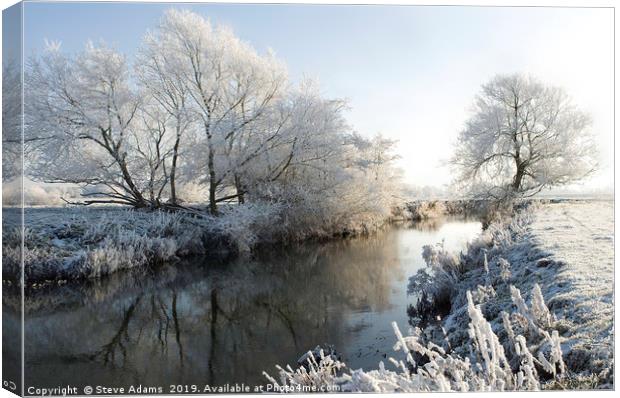 Winter on the River Lugg,  Herefordshire Canvas Print by Steve Adams