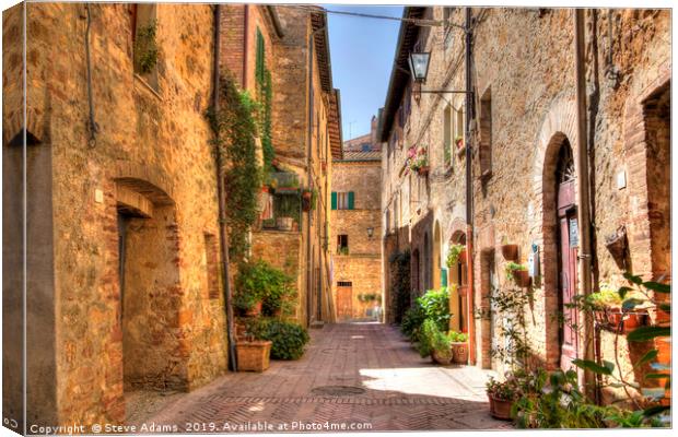 street view in Pienza, Tuscany Canvas Print by Steve Adams
