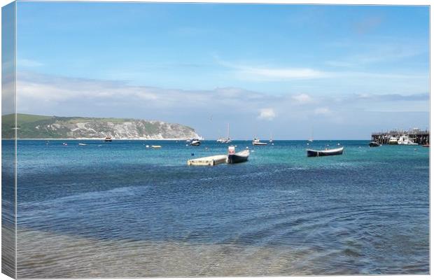 Beautiful views from Swanage beach Canvas Print by Hayley Jewell