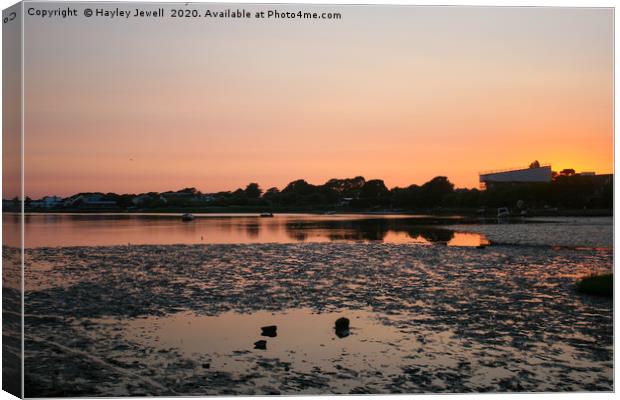 Sunset over Mudeford Quay Canvas Print by Hayley Jewell