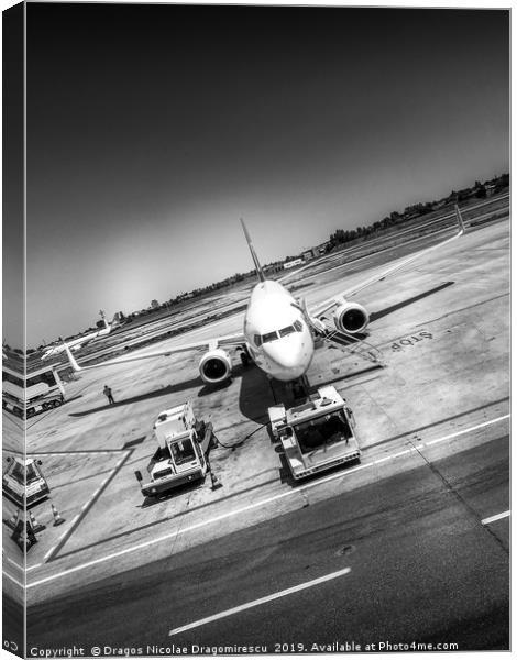 Airport plane artistic black and white photo Canvas Print by Dragos Nicolae Dragomirescu