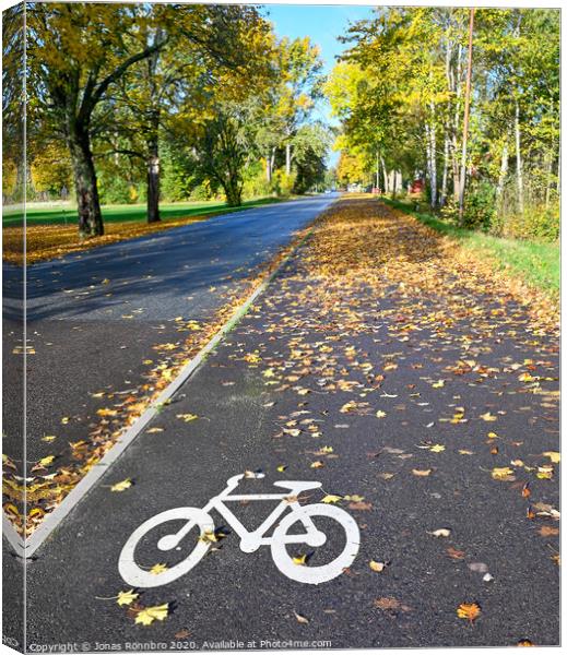 bicycle painted on bicycle path in Hallabrottet Kumla Sweden Canvas Print by Jonas Rönnbro