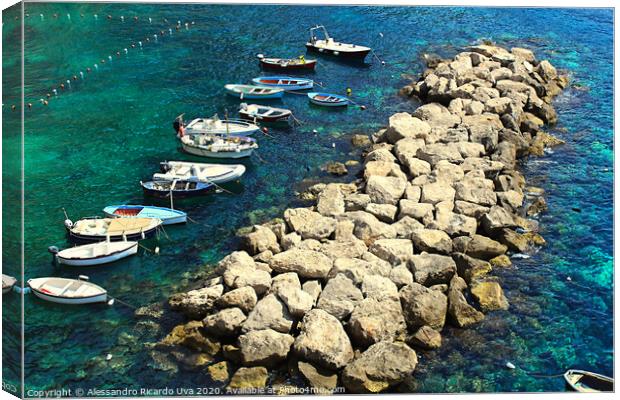 Small Boats at Amalfi Coast - Conca dei Marini bea Canvas Print by Alessandro Ricardo Uva