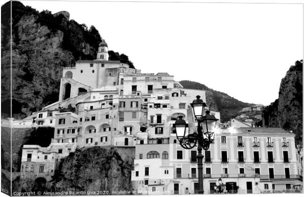 Amalfi in Black and white Canvas Print by Alessandro Ricardo Uva