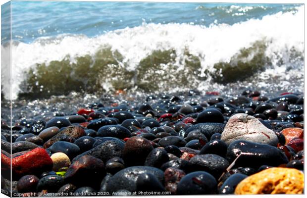 Black Beach - Santorini Canvas Print by Alessandro Ricardo Uva