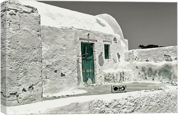 The green door - Santorini Canvas Print by Alessandro Ricardo Uva