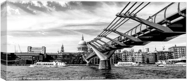 London Cityscape - Millennium Footbridge Canvas Print by Alessandro Ricardo Uva